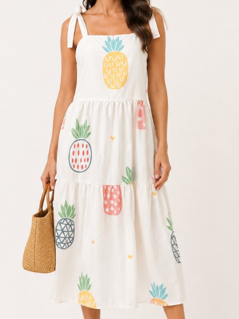 Vintage HANDMADE Pineapple Tiered Midi Sundress Small